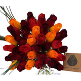 Dark Fall Harvest Flower Bouquet. The Original Wooden Rose 1, 2, 3 Dozen Roses