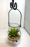 Candlelight Artificial Succulent Plant in Glass Lantern DŽcor Green Plant