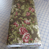 By The Yard  ~ Haberdashery French Floral Brown, $3.99 Ships ANY Amount Fabric Flowering Plants