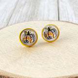 Pumpkin and Sunflower Stainless Steel Yellow Stud Earring Sunflower