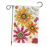 Hello Sunshine Summer Garden Flag 12x18 Double Sided Burlap Spring Sunflower Sunflower