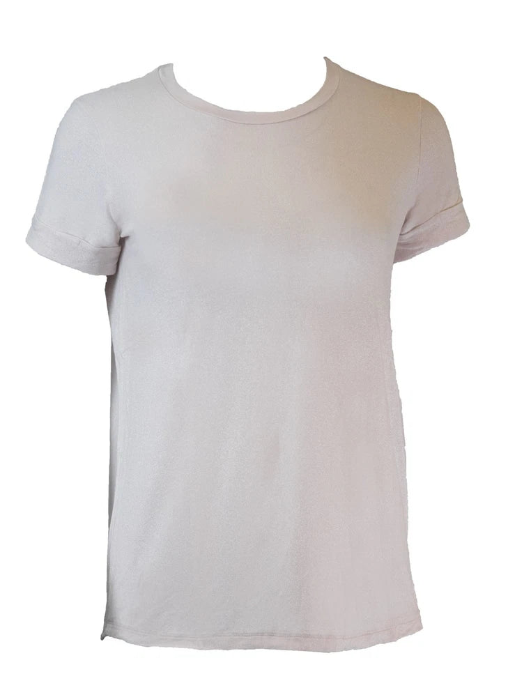 Majestic Filatures Women's Extra Fine Metallic Swing Crew Tee, Metallic Pink, 1 Roses