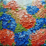 Hydrangea Harmony: Vibrant Impasto Textured Oil Floral Landscape Canvas by Luiza Hydrangea