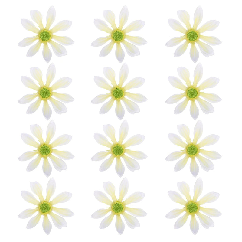 12 Pcs Artificial Daisies Flower Heads, Fake Chrysanthemum Heads, White Daisies