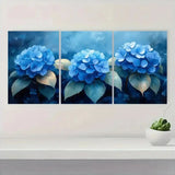 3pcs Blue Hydrangea Flower Watercolor Painting  Metal Print Ready to Hang Art Hydrangea