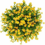 6 pcs Yellow Artificial Fake Flowers Outdoor Indoor Fake Plant Decoration Green Plant