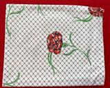 "Vintage Feed Sack" 1930-50s Red Carnations on Black Lattice 44"L x 37"W Carnation