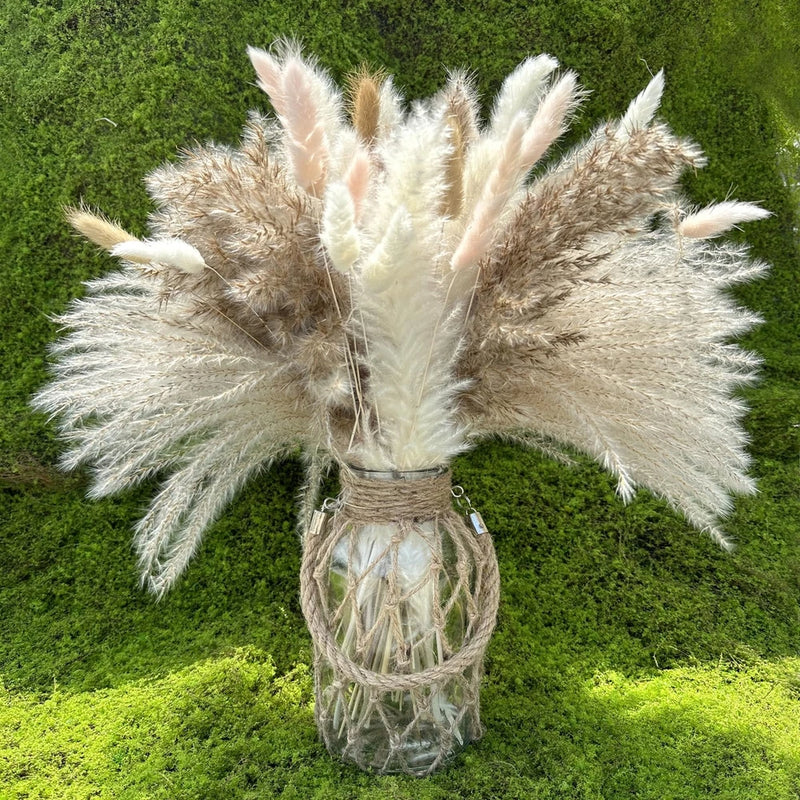Dried Pampas Grass Decor 107 pcs Boho Home Decor 17 Inch Natural Dried Flower Pampas Grass