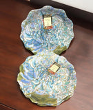 NEW Nicole Miller MELAMINE Blue Peony Hydrangea Floral 11Ó Dinner Plates SET 2 Hydrangea