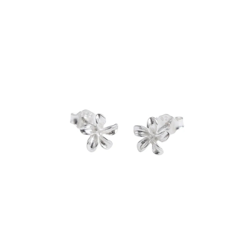 Sterling silver lily flower stud earrings, small 7mm floral studs