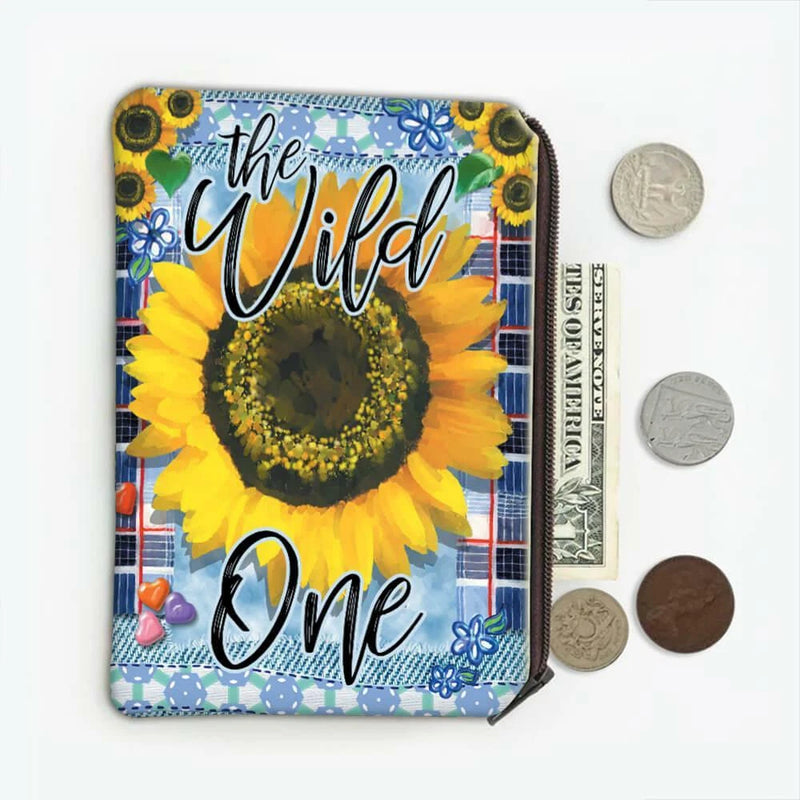 Gift Coin Purse : Sunflower The Wild One Flower Floral Yellow Decor Modern Heart Sunflower
