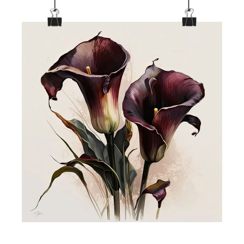 Maroon Calla Lilies Flower Art Print, Flower Painting, Flower DŽcor 04 Lily