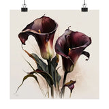 Maroon Calla Lilies Flower Art Print, Flower Painting, Flower DŽcor 04 Lily