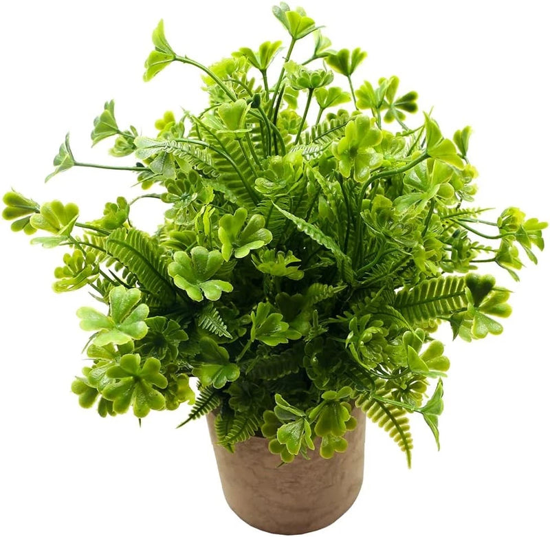 Four Leaf Clover Artificial Plant Small Faux Greenery Home Office Decor Green Plant