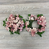Valerie Parr Hill Hydrangea Candle Rings PINK Lifelike Flowers Set of 2 QVC Hydrangea