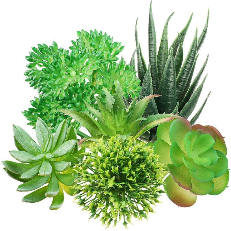 Artificial Succulents, 6pcs Mini Fake Plants For Home Office Decor, Green Green Plant