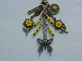 MONARCH BUTTERFLY SUNFLOWERS SUN LOVE KEY CHAIN CLIP FOR PURSE FOB DESIGNER BAGS Sunflower