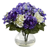Nearly Natural Mixed Hydrangea with Vase in Blue Hydrangea