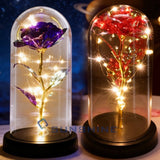 Eternal Forever Romantic Rose Flower In Dome Glass LED Light Valentines Gifts Roses