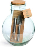 Glass Terrarium with Garden Tools Small Indoor Plant Decor Garden Plants