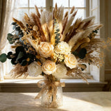 101Pcs Artificial Flowers in Vase Natural Dried Pampas Grass Decor with Vase Boh Pampas Grass