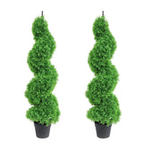 2 Pack 43in Faux Tree Spiral Tree Outdoor Artificial Tropical Plant Trees Decor Green Plant