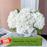 YalzoneMet 4Pcs White Hydrangea Artificial Flowers 21" Hydrangea