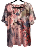 Soft Surroundings Floral Knit Top sz L Hydrangea Pink Garden Hydrangea