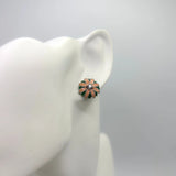925 Silver, Sunflower Earrings-Orange Sunflower
