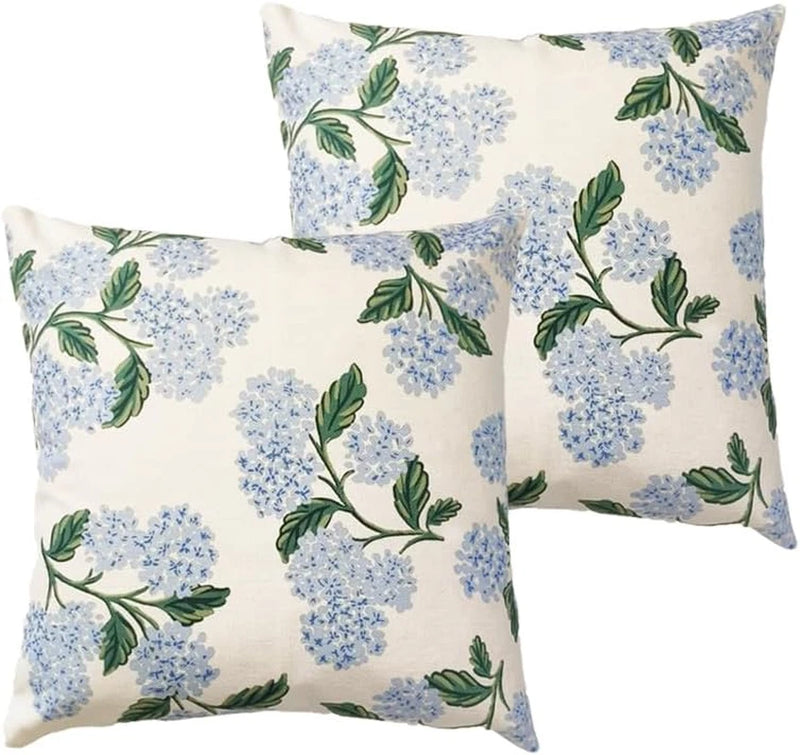 Btyrle Blue Hydrangea Flower Throw Pillow Covers 18X18 Inch Set of 2 Decorative Hydrangea