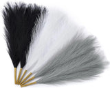 Serwalin Pampas Grass Decor Black 17 Inch 6 Pcs, & Grey & White Pampas Grass