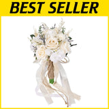White Champagne Artificial Roses Bouquet 7.5in Bouquet