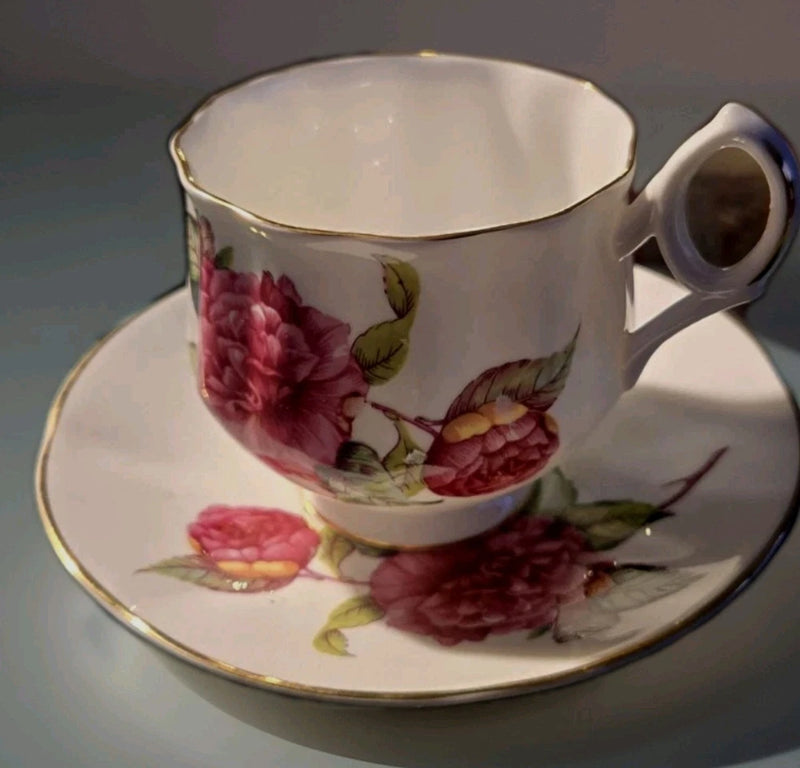 Royal Dover England Vintage Bone China January Pink Carnation Cup & Saucer Carnation