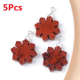 5Pcs 30x7mm Red Jasper Carved Snowflake Christmas Sunflower Reiki Pendant HT2999 Sunflower