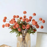 10pcs Faux Orange Kiku Flowers, 5 Heads Each Stem & 4 Branches Eucalyptus Ste... Hydrangea