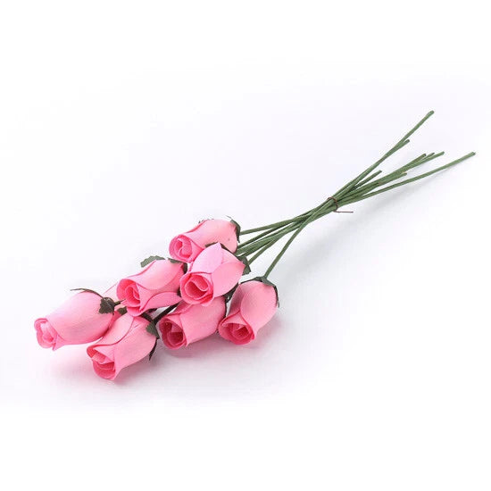 5 Bunches of Pink Wood Rose Bud 13" Stems - 8 Roses to a Bundle Green Plant