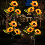 4-Pack Solar Sunflower Garden Lights, LED Outdoor Decor for Yard and Patio Sunflower