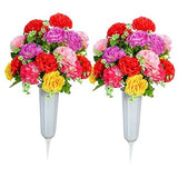 Cemetery Flowers, Set of 2 Artificial Carnation Bouquet Grave Memorial 1 Carnation
