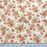 Elizabeth Florals on Off White Cotton Fabric by the HALF YARD 18" x 41" Flowering Plants