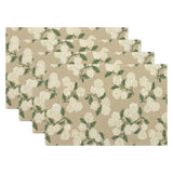 Beige Placemats Set of 4 Khaki Green Hydrangea Flower Decor Place Mats 12x18 ... Hydrangea