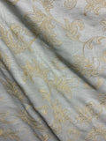 GRAY BEIGE Floral Embroidered 100% Linen Fabric (54 in.) Sold By The Yard Flowering Plants