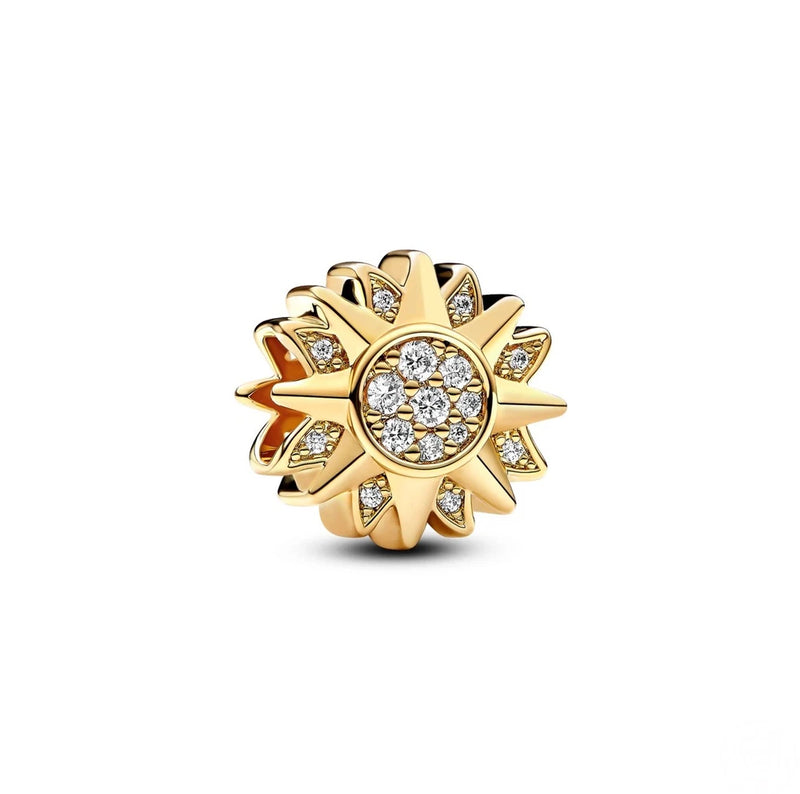 Gold Plated  Sterling Silver S925 Sun Flower Charm Sunflower