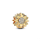 Gold Plated  Sterling Silver S925 Sun Flower Charm Sunflower