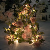 BLUSH 7 ft LED Roses Leaves Garland Battery Operated FAIRY LIGHTS Party Supplies Bouquet