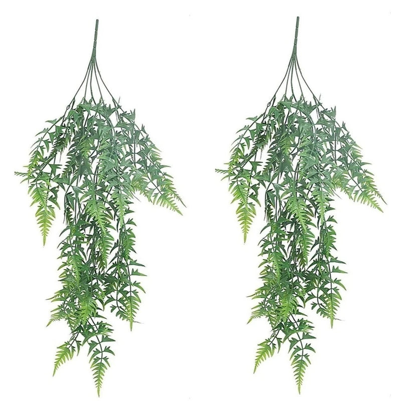 Artificial hanging green plant with long trailing leaves and top hook, 80cm