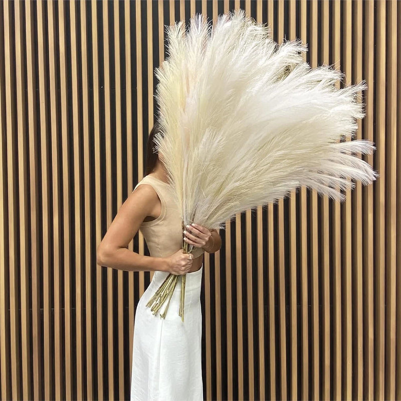 43"/3.6 Ft Faux Tall 3Pcs Fluffy Large Pampas Grass Boho Decor Floral Pompas Ste Pampas Grass