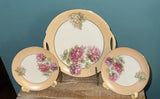 Cake Plate with 2 Dessert Plates - Hydrangeas w/Gold trim PM Made in Bavaria Hydrangea