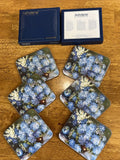 Ashdene of Australia 6 Cork Backed Coasters Purple Hydrangea Flower Design NIB Hydrangea