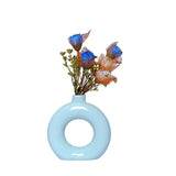 Yellow Vase/Flower Vase/Pampas Grass Vase/Ceramic Vase/Round Shaped Vase Sky Blu Pampas Grass