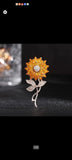 *ELEGANT & RARE*BRAND NEW IN GIFT BOX YELLOW SUNFLOWER CZ CRYSTALS BROOCH Sunflower